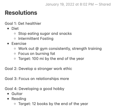 My 2022 Resolutions, briefly jotted down and subsequently forgotten about